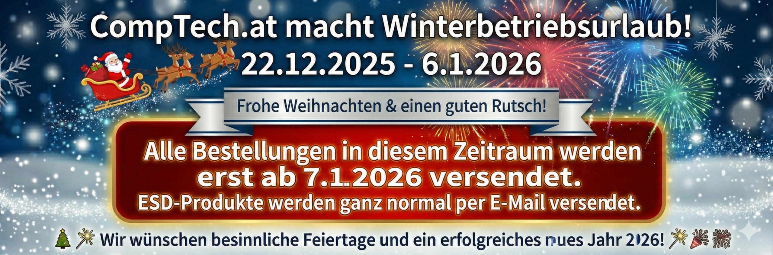 Comptech macht Winterbetriebsurlaub 2025-26