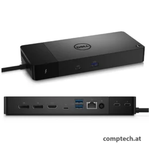 Dell WD22TB4 Thunderbolt 4 Dockingstation in Schwarz, mit Anschlüssen für 4K-Monitore und hoher Power Delivery für Laptops.