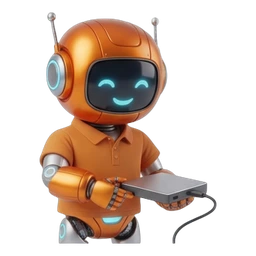 CT-Roboter-Maskottchen hält eine externe Festplatte – Datenrettung und Datensicherung bei CompTech in Wien