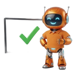 CT-Roboter-Maskottchen neben einem Monitor mit grünem Haken – IT-Betreuung für Kleinunternehmen bei CompTech in Wien